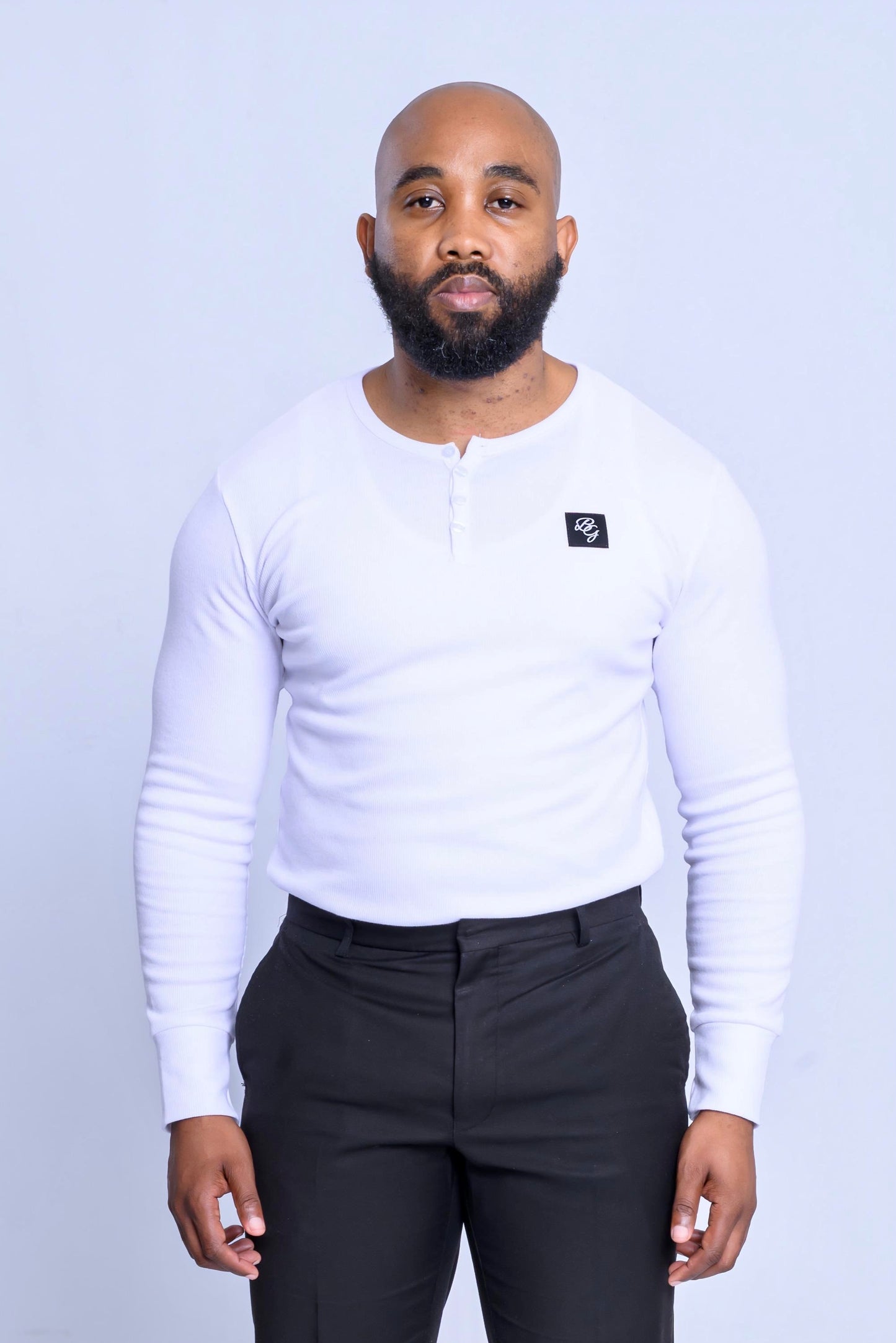 BG Long Sleeve Top Henley White