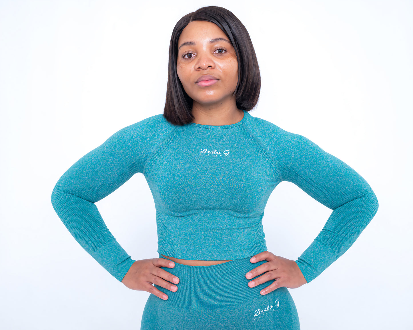 Barbu G Active Women Long Sleeve Crop Top Green