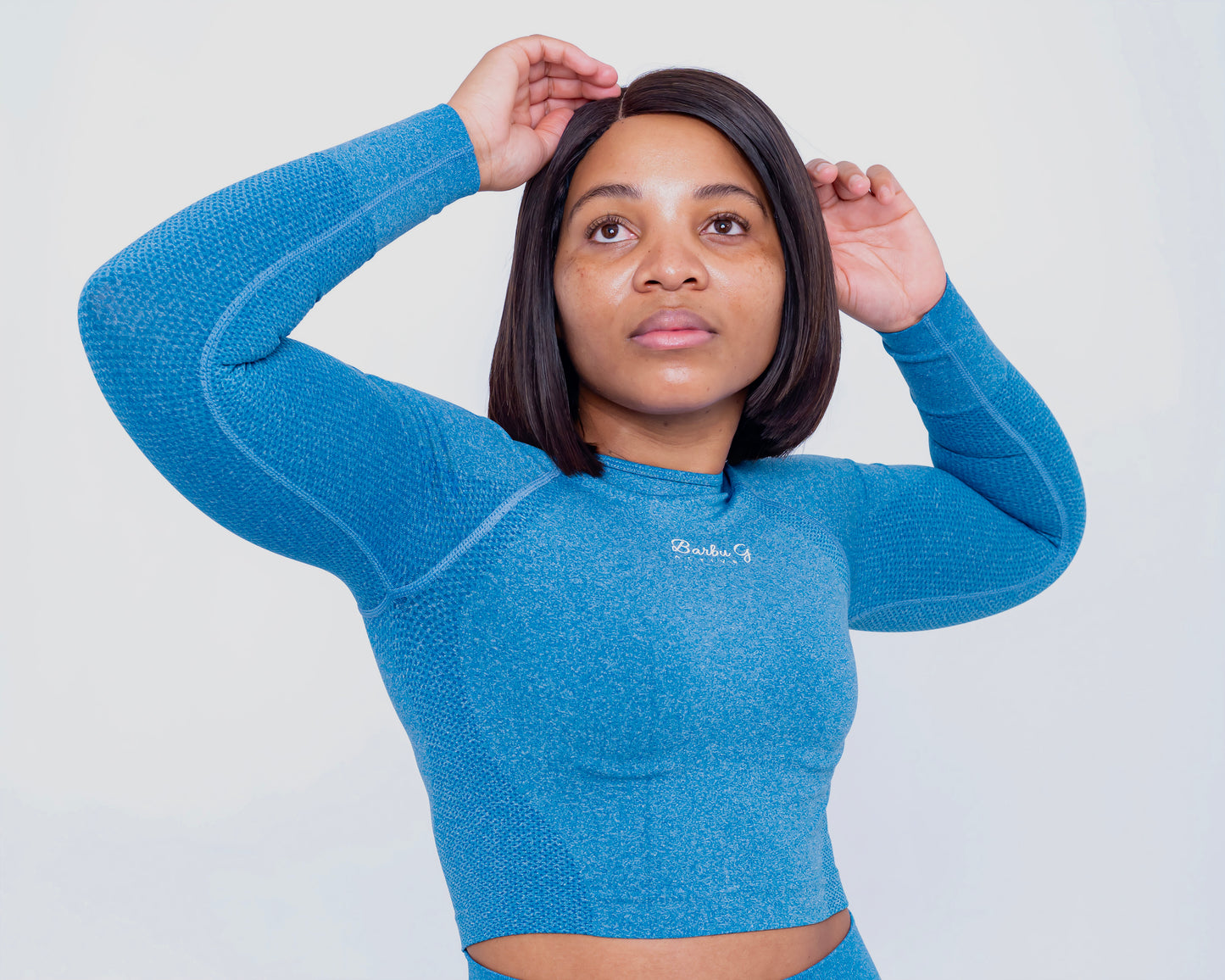 Barbu G Women Long Sleeve Crop Top Blue